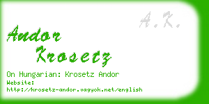 andor krosetz business card